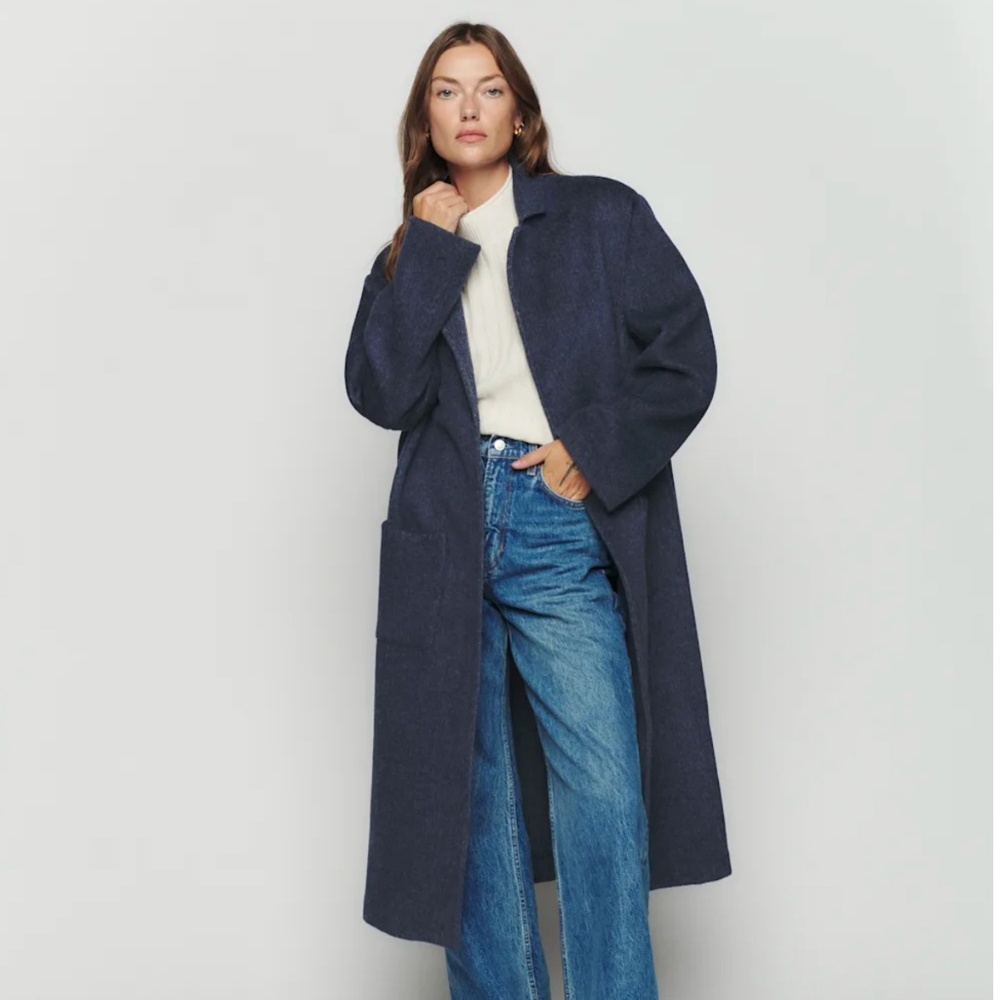Reformation Albert Coat Blue - Size S